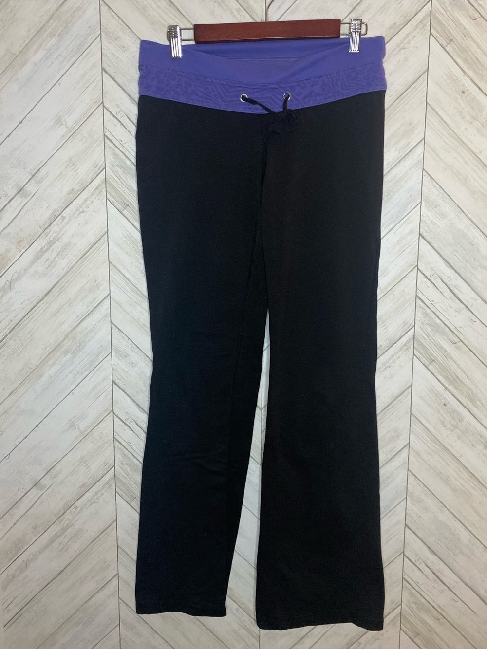 Stitches Black Track Pants with Purple Waistband